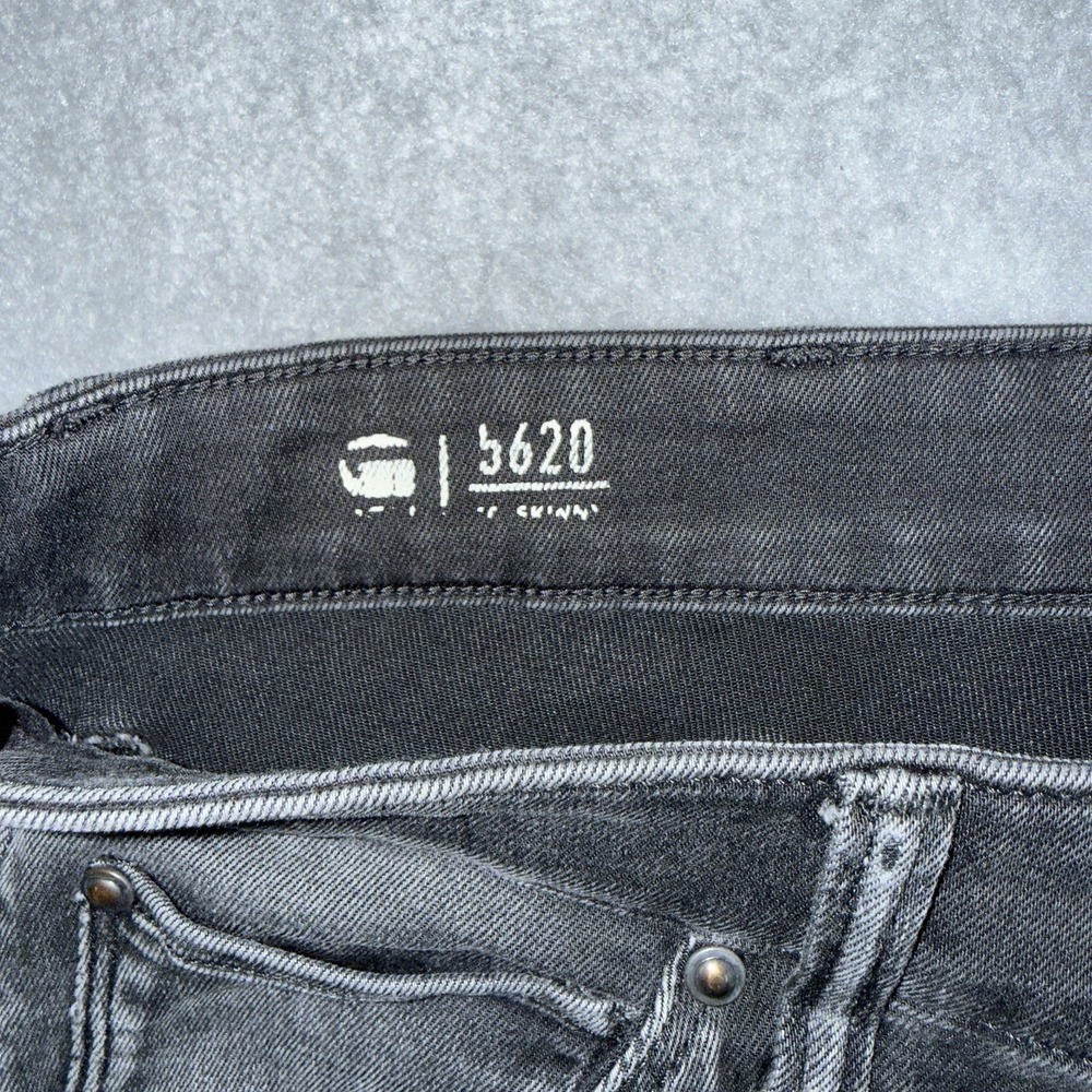 G-Star Raw 5620 3D Skinny‎ Jeans Mens 36x32 Black Distressed Stretch Rocker Moto - Picture 9 of 16